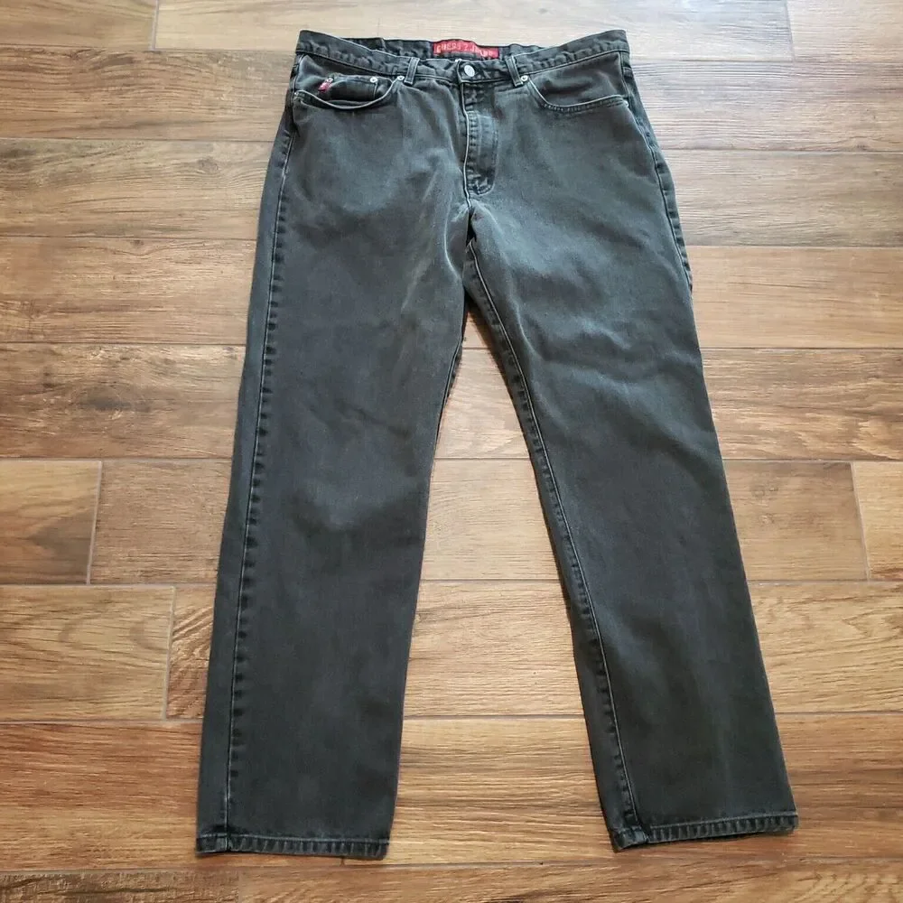 Vintage Guess Jeans Mens 38x30 Black Good Fade Denim Made In USA Straight Leg